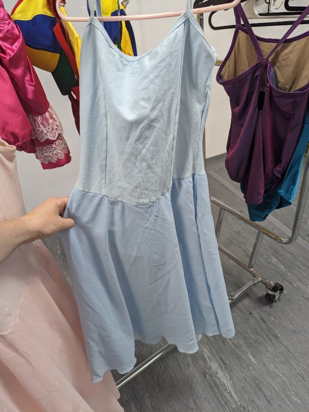 Small Adult Light Blue Danskin Leotard with attached skirt